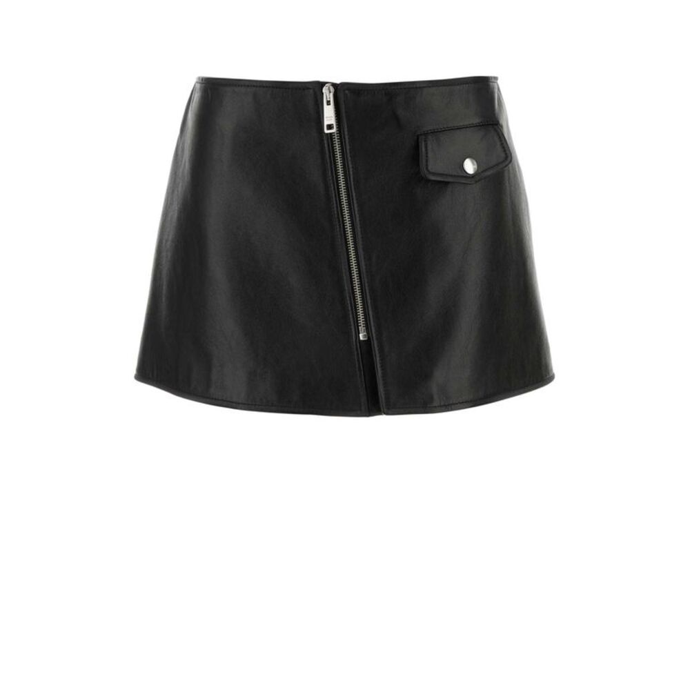 Prada Women Black Leather Mini Skirt